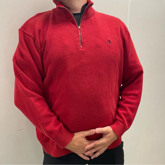 🧵 Vintage Polo Ralph Lauren Red Knit Sweater - Men’s 3XL - 100% Cotton 🧵 - Picture 5 of 10